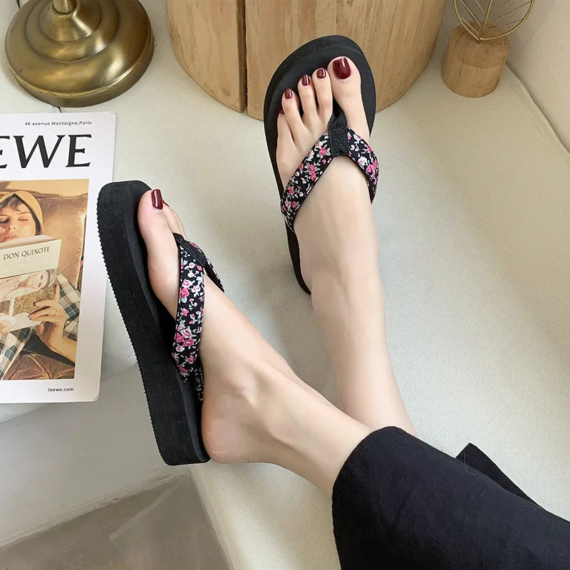Women's Bohemian Beach Sandals | Ethnic Floral Flip Flops