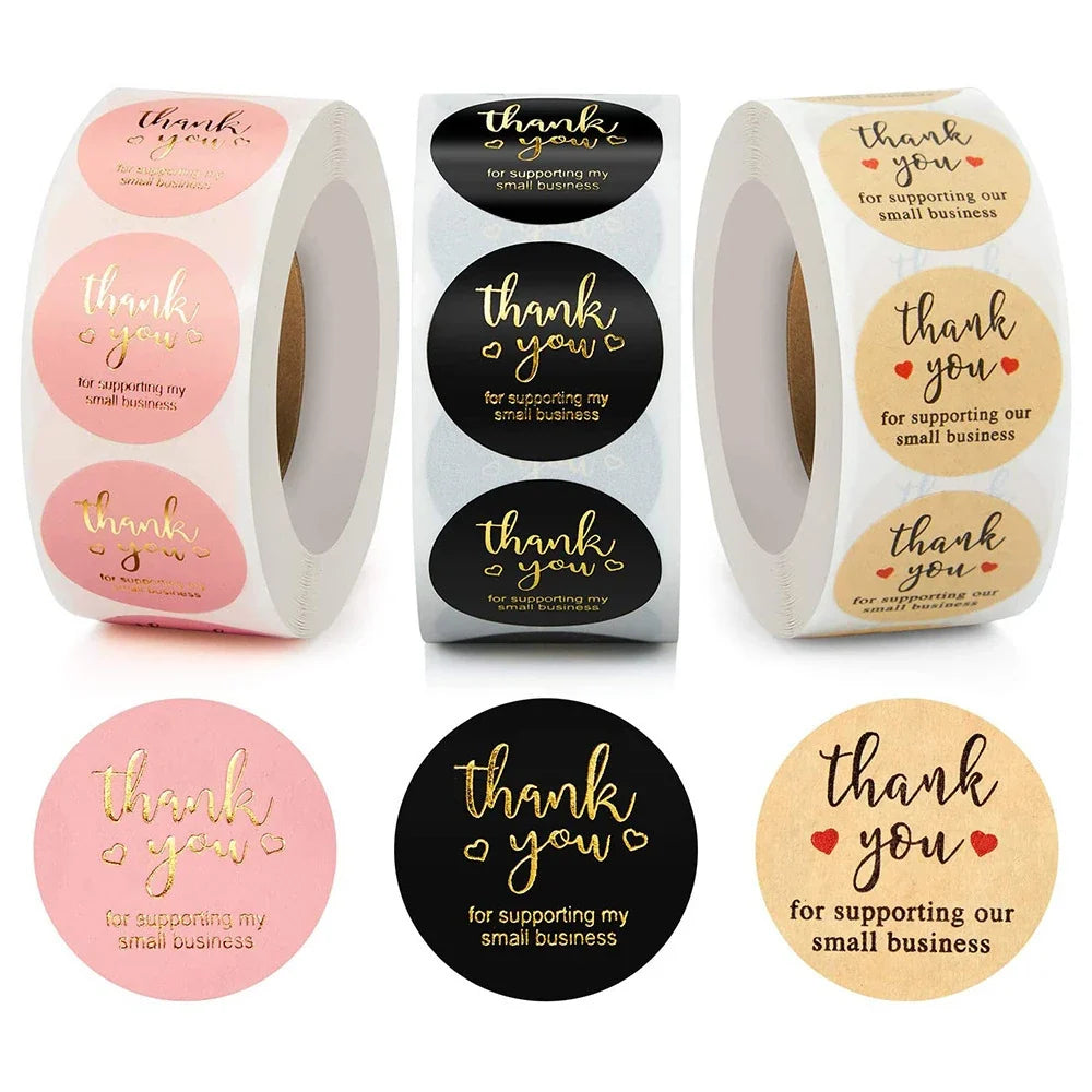 Thank You Stickers Pink Black Stamping Sealing Envelope Wedding Roll