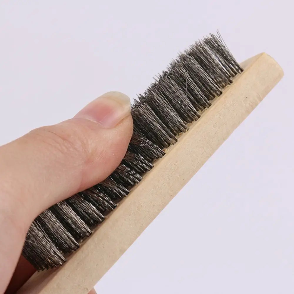 Root Carving Stainless Steel Wire Brush Wooden Handle Clean