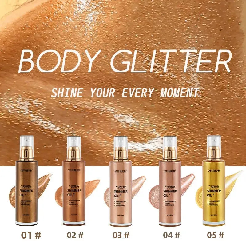 SAM SUGAR Pearl Rose Gold Shimmer Body Oil & Face Highlighter