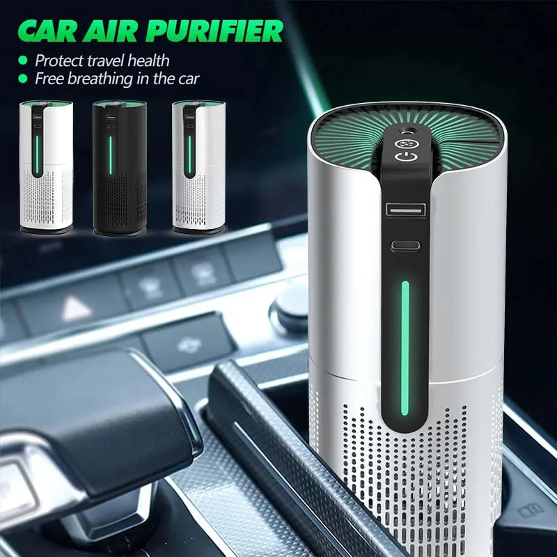 Portable Air Purifier – Negative Ion & UV-C for Car, Desk & Home