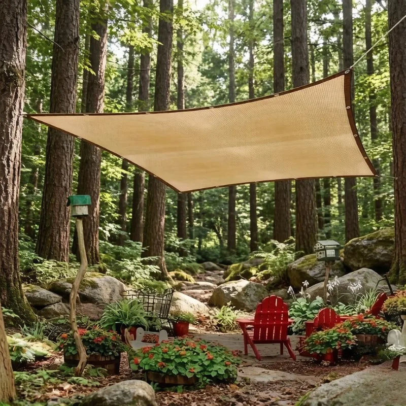 Heavy-Duty PE Sun Shade Sail – UV Block Beige Patio Net