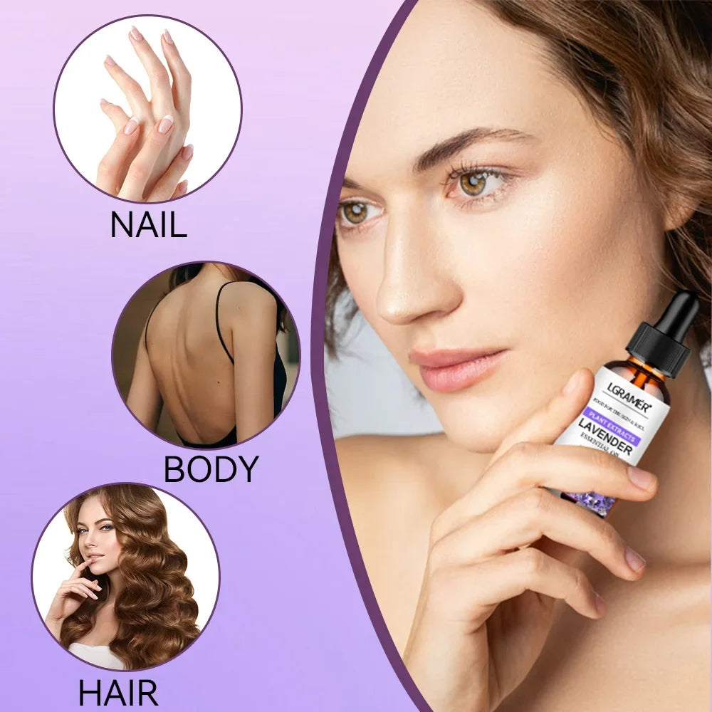 LGRAMER Lavender Essential Oil – Skin Care, Massage & Aroma