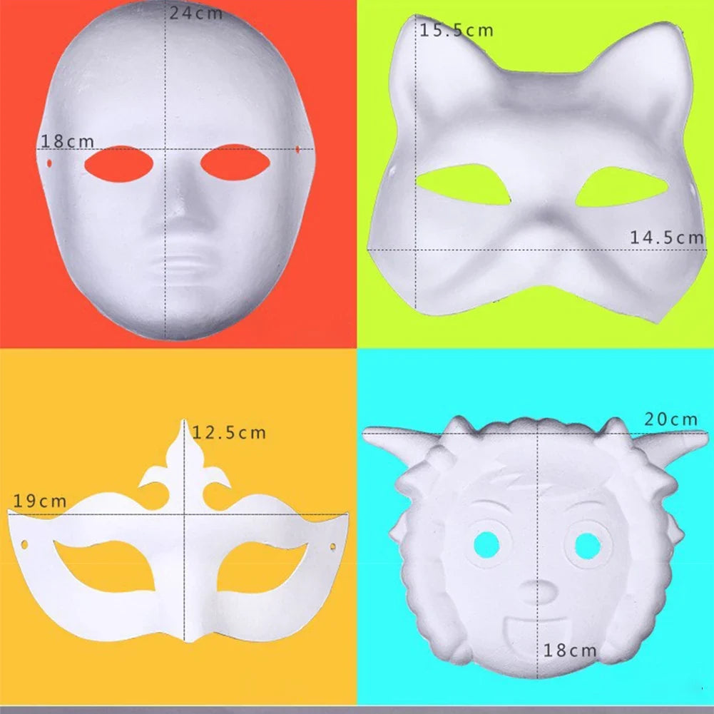 DIY Paper White Masks Create Artistic Craft Theater Halloween