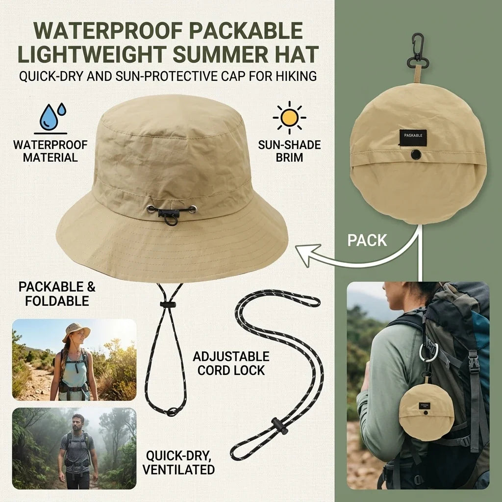 Men's Waterproof Foldable Sun Hat – Quick-Dry Hiking & Travel