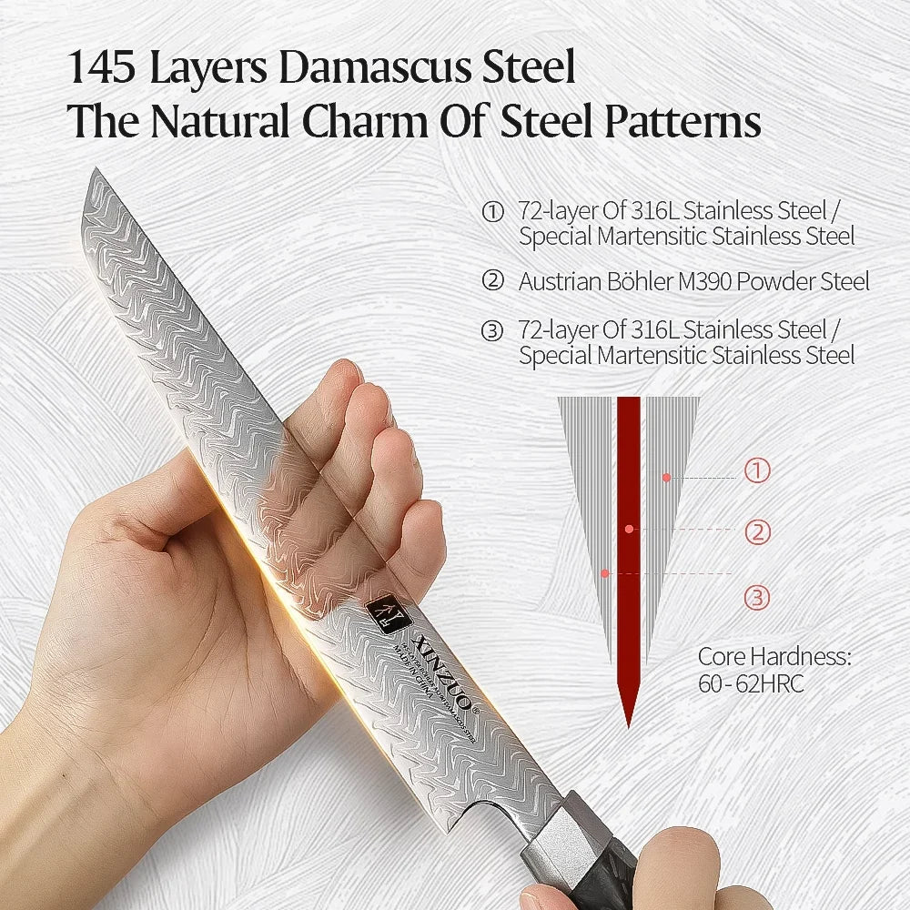 XINZUO 8.46" Damascus Carving Knife – 145-Layer M390 Steel