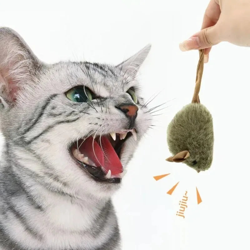 Interactive Plush Mouse Cat Toy – Chirping Faux Fur Kitten Toy