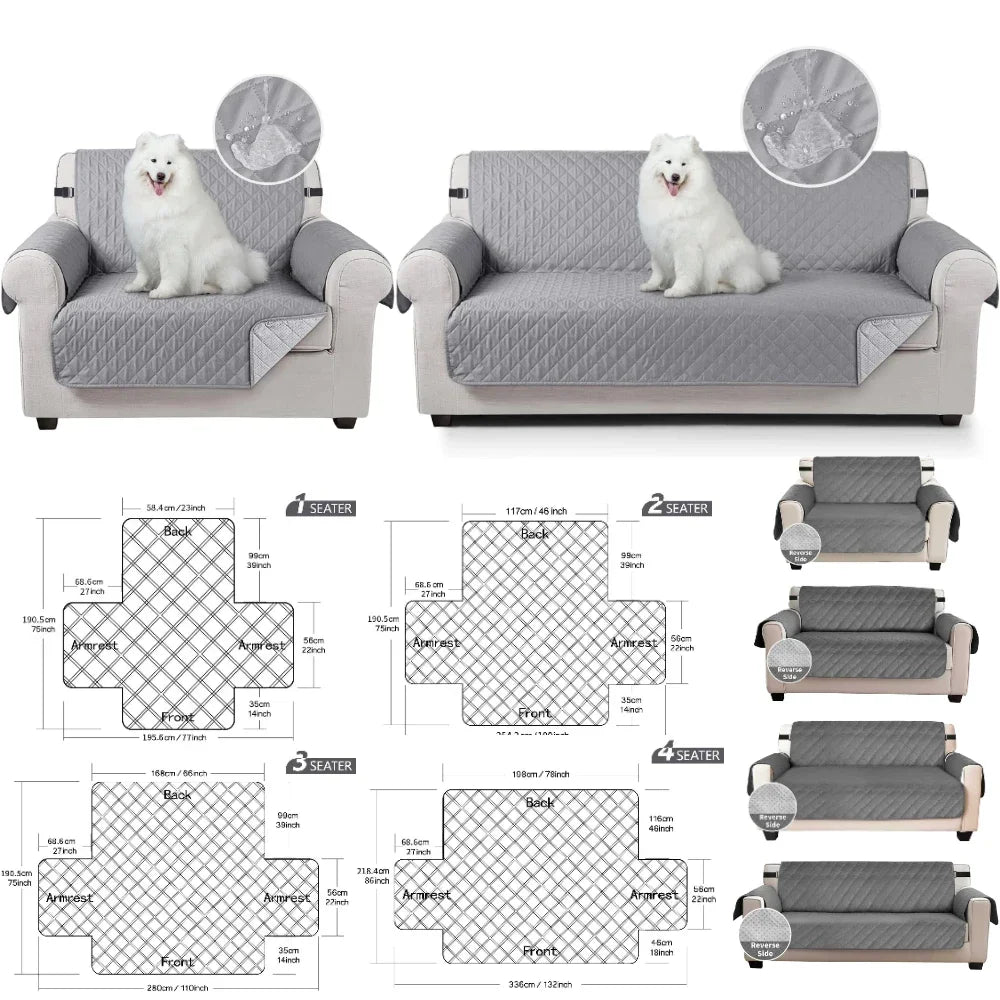 Waterproof Non-Slip Sofa Cover with Elastic Straps | Pet Protector
