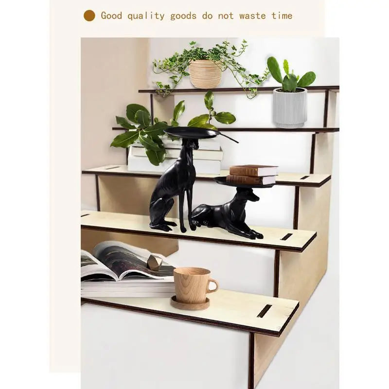 5-Tier Wooden Display Riser Shelf | Rustic Organizer Rack
