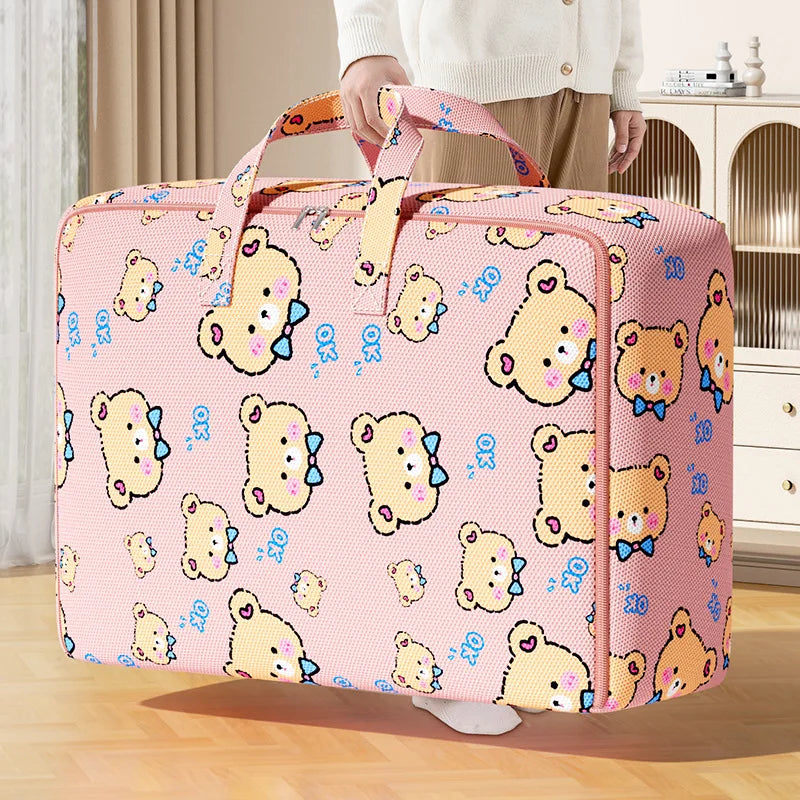 Large Foldable Quilt Storage Bag – Blanket & Bedding Organizer