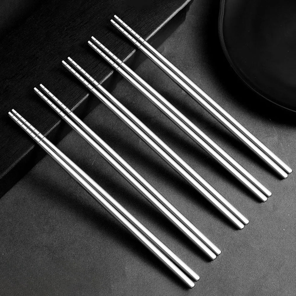 Stainless Steel Chopsticks Set – Non-Slip Reusable Cutlery