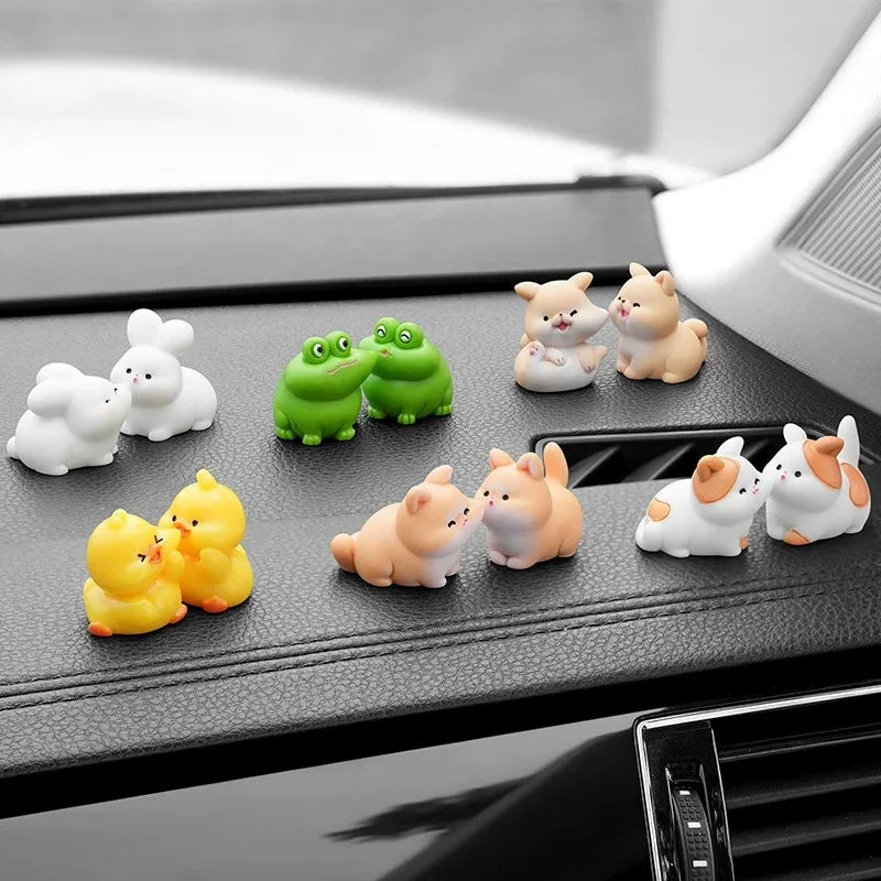 Kiss Face Rabbit Kitten Doll Car Decor Funny Resin Ducks Frogs