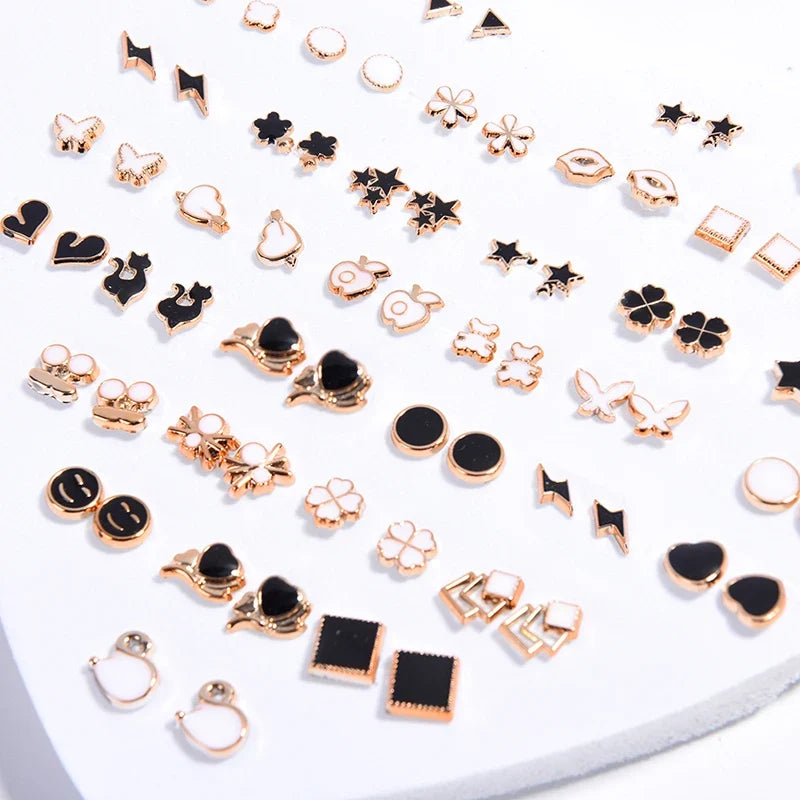 36 Pairs Crystal Flower Stud Earrings Set for Women & Girls