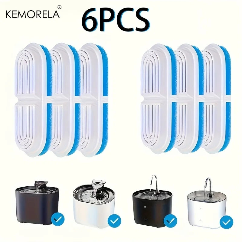 KEMORELA Cat Water Fountain Filters 6/10/16 Pack | Easy Clean