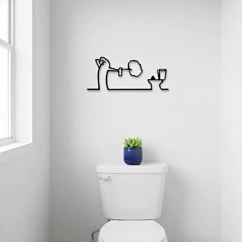 Minimalist Metal Bathroom Sign – Toilet & Shower Wall Decor