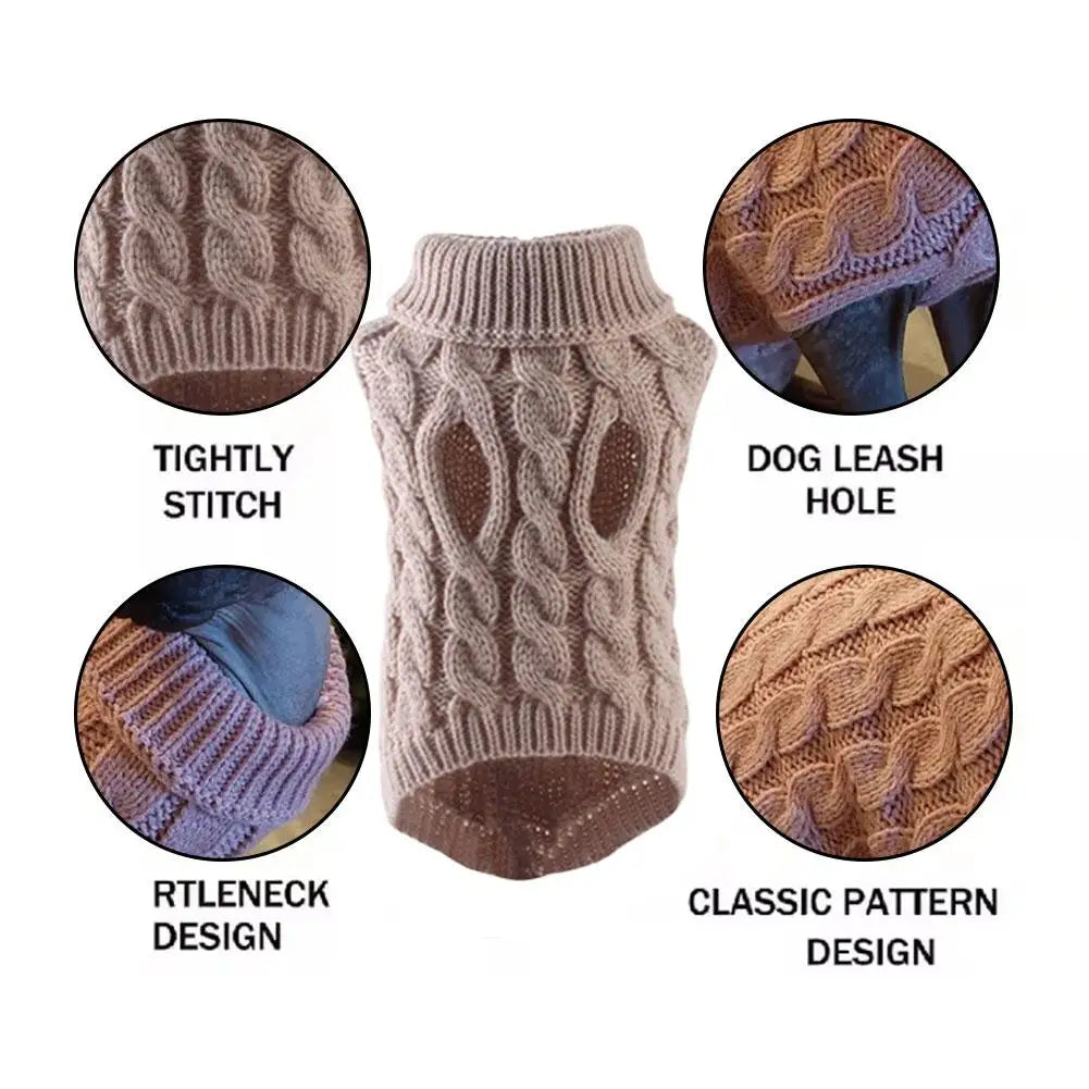 Knitted Dog Sweater – Warm Coat for Small Dogs & Puppies