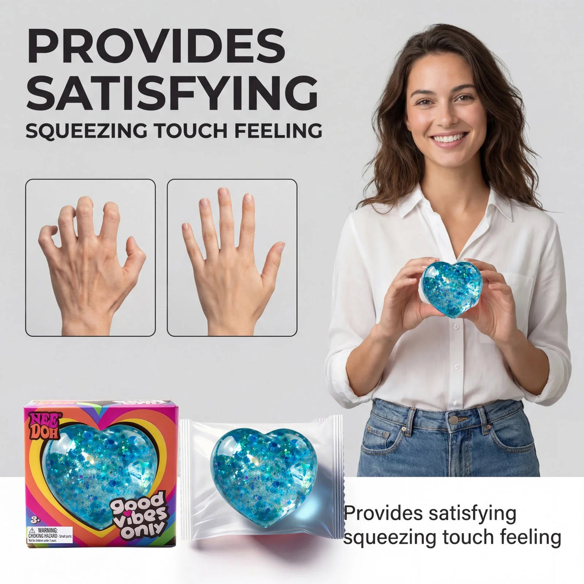 Squeeze Heart Squishy Fidget Toy | Soft TPR Sensory Ball Gift