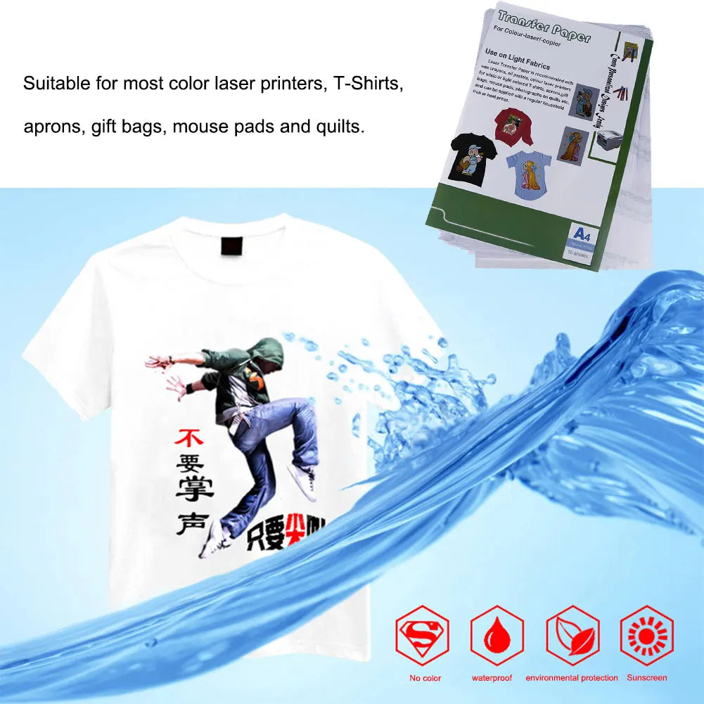 10-Pack Heat Transfer Paper for Light Fabrics – No Cutting