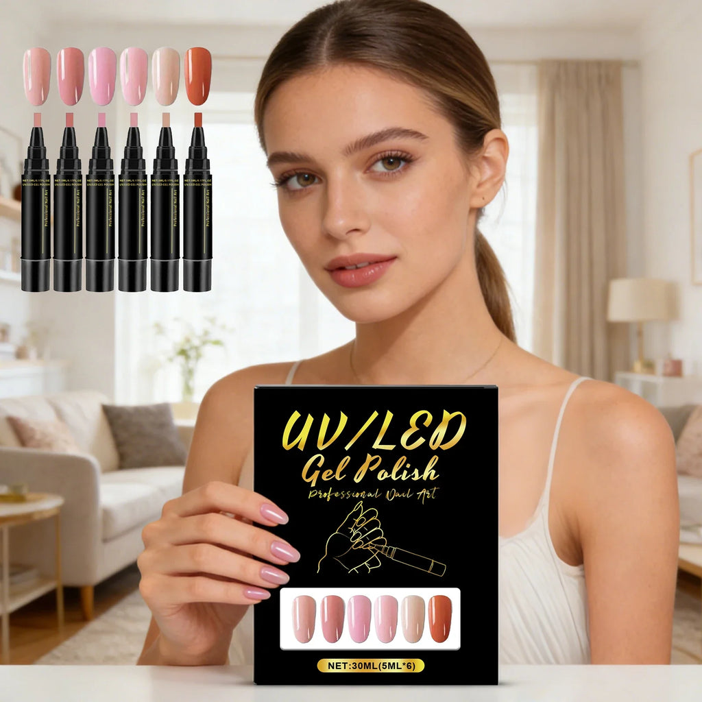 6-Color Nail Art Pen Kit – High Pigment, Quick Dry & Waterproof