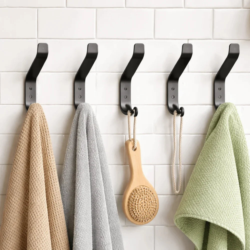 Heavy Duty Black Carbon Steel Wall Hooks – Multi-Pack Set