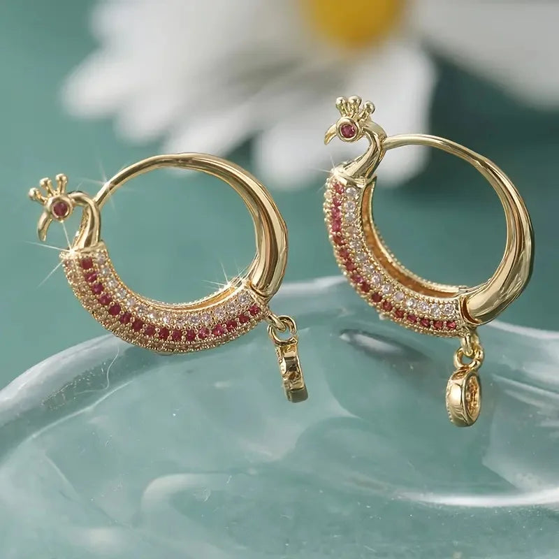 Huitan Cubic Zirconia Hoop Earrings – Geometric Women's Jewelry
