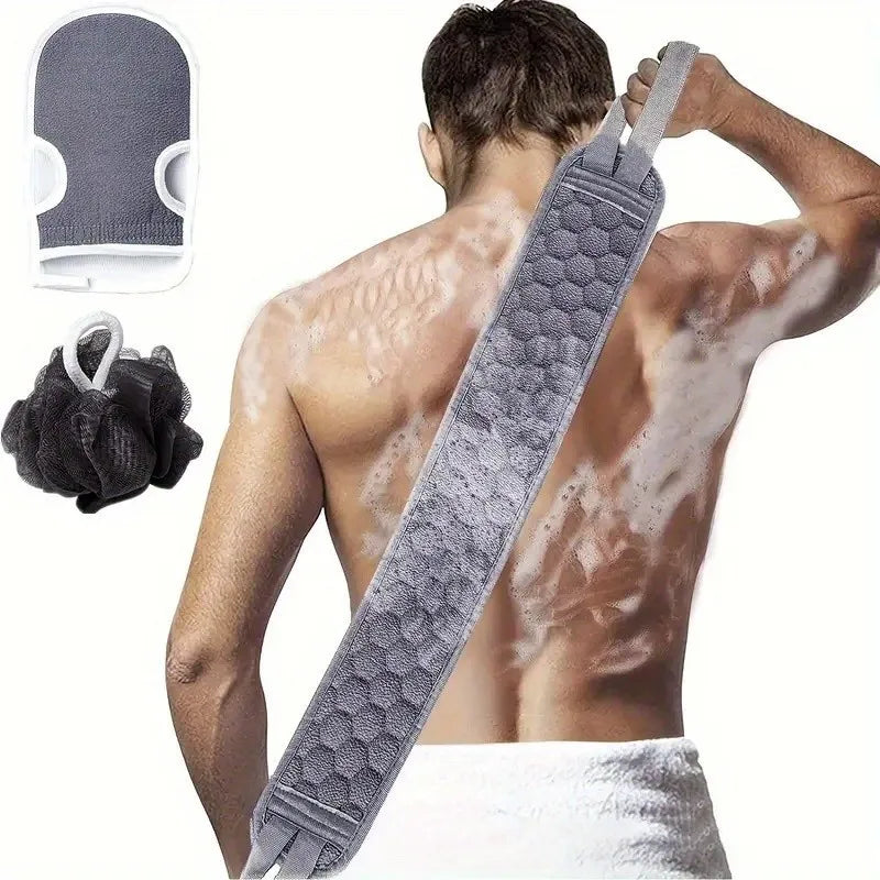 3-Piece Bath Scrubber Set – Back Scrubber, Gloves & Loofah