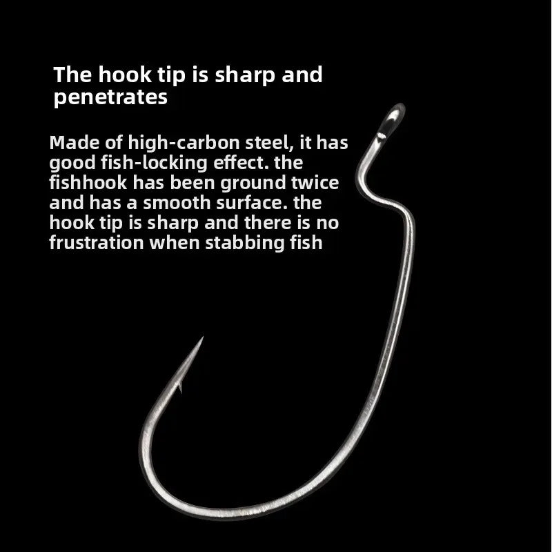 10pcs Texas Rig Straight Shank Hooks – Wide Bend Soft Bait