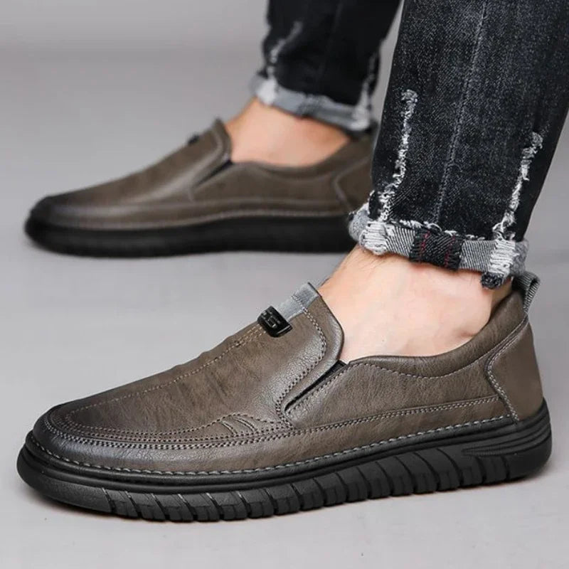 Men's Slip-On Leather Loafers – Lightweight Driving Shoes
