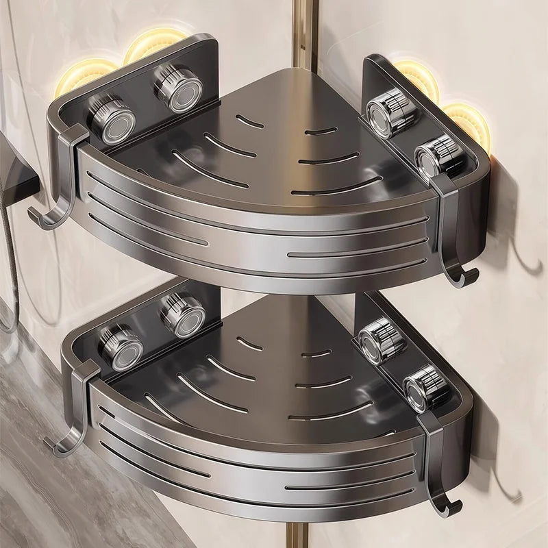 No-Drill Suction Cup Corner Shelf | Bathroom Storage Rack