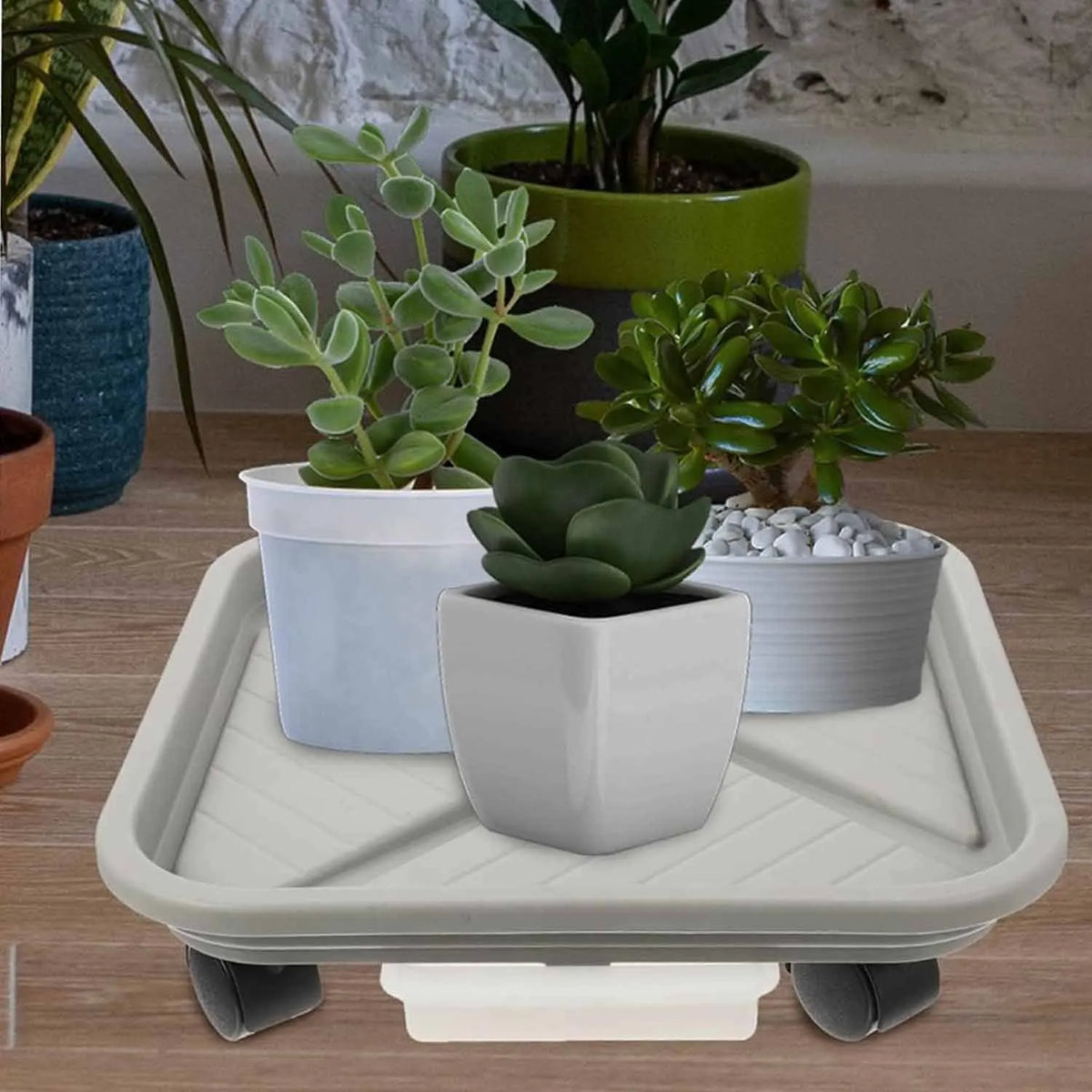 Plant Ball Cage Four Wheels Drainage Tray Square Flower Pot Mover
