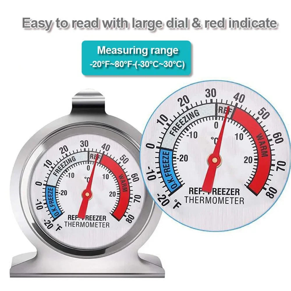 Refrigerator Freezer Thermometer – Large Dial, No Battery