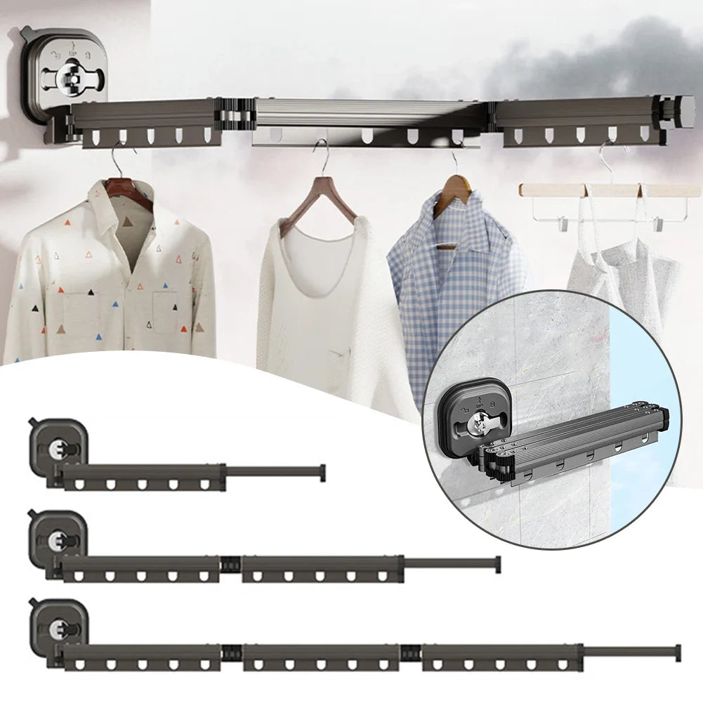 Wall Mount Folding Clothes Drying Rack | No-Drill Suction Cup