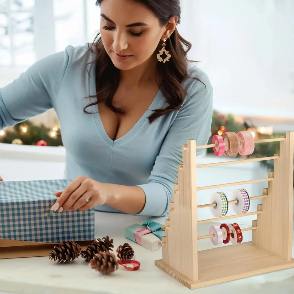 Solid Wood Ribbon Rack 4 6 Layer Handicraft Storage Organization