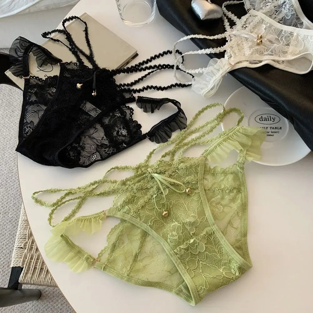 Women's Seamless Lace Bow Briefs – Ice Silk Cotton Crotch Panties