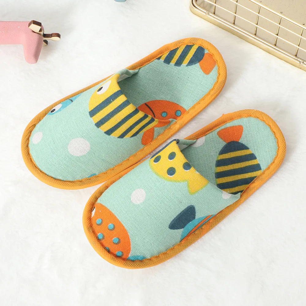 Kids Cartoon Disposable Non-Slip Slippers | Hotel Travel Shoes
