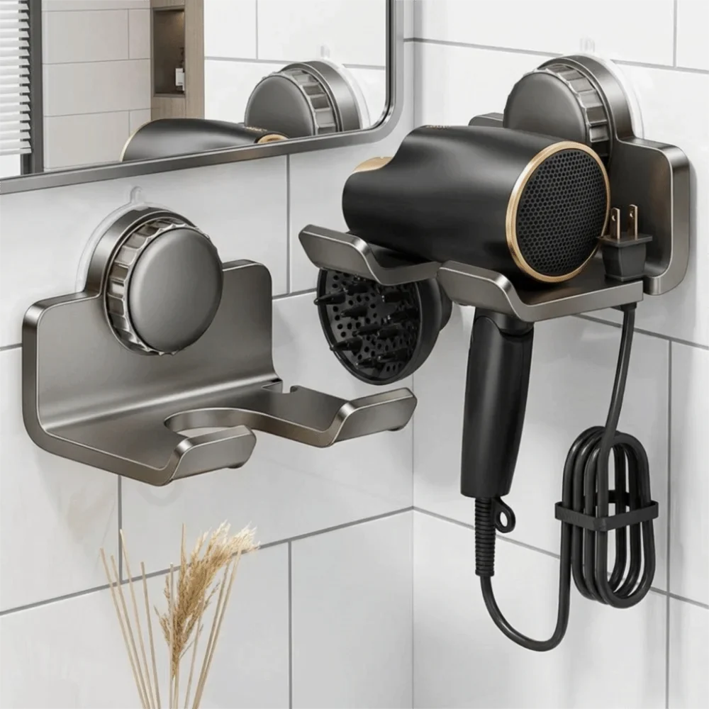 Wall-Mounted Hair Dryer Holder | No-Drill Suction Cup