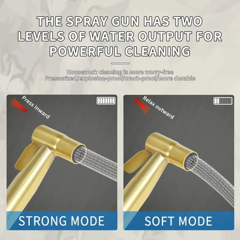 Golden Handheld Bidet Sprayer Set | Stainless Steel & 59" Hose