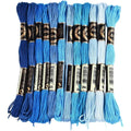 12 Skeins Variegated Blue Embroidery Floss Gradient Thread Set