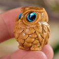Mini Wood Carved Owl Pendant – Green Sandalwood DIY Ornament
