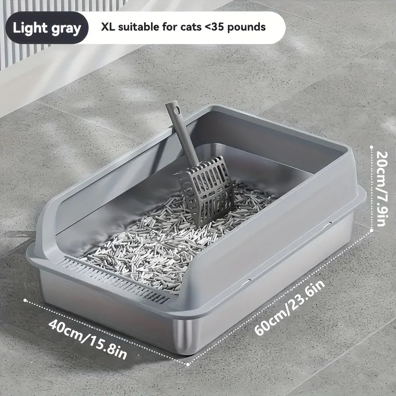 KEMORELA XL Stainless Steel Cat Litter Box with Lid & Scoop