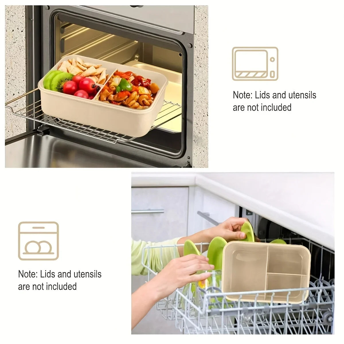 Leak-Proof Lunch Box with Utensils – 3-Compartment Microwave Safe
