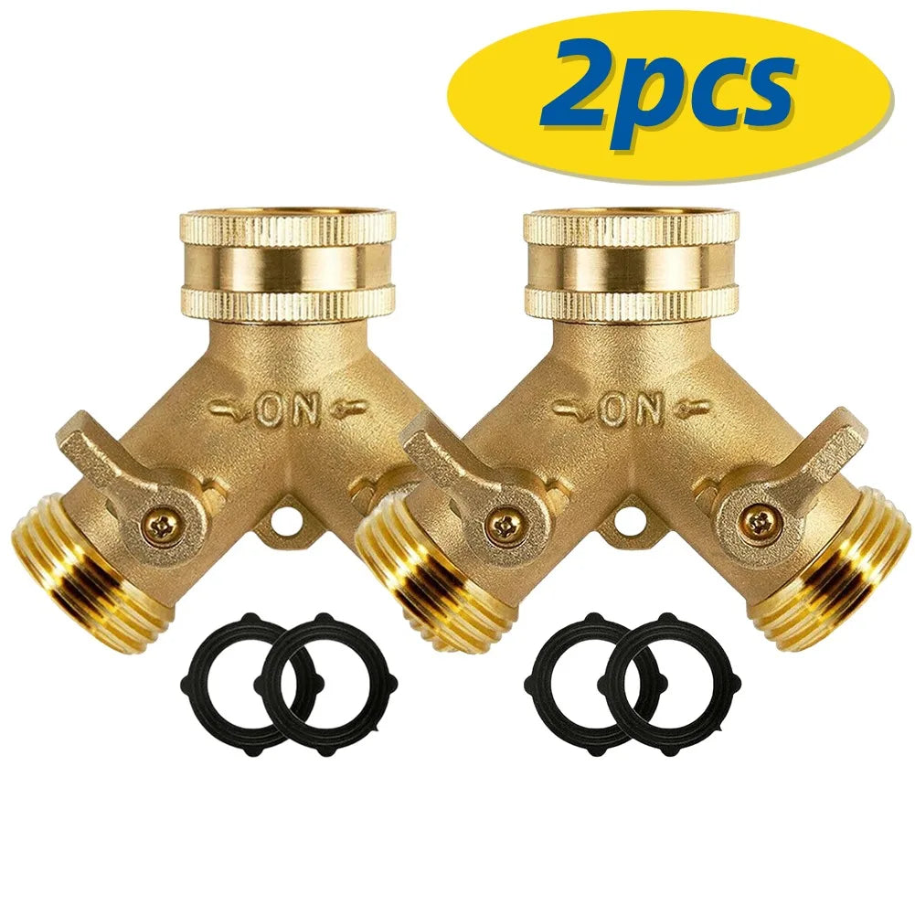 3 2 Way Brass Garden Hose Splitter Y-type Tap Watering Connector
