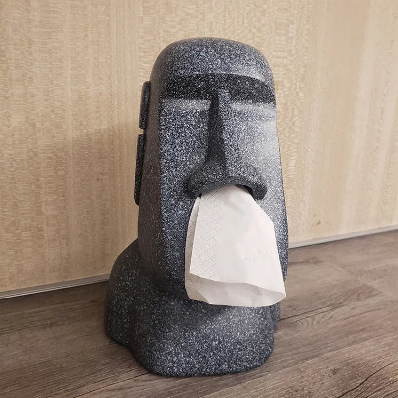 Tissue Box Cover Easter Island Resin Stone Figurine Indoor Home