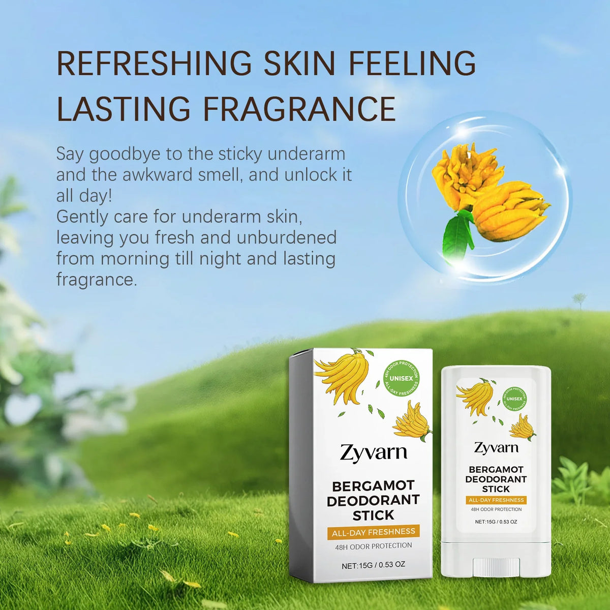 ZYVARN Bergamot Deodorant Stick – All-Day Fresh Unisex 15g