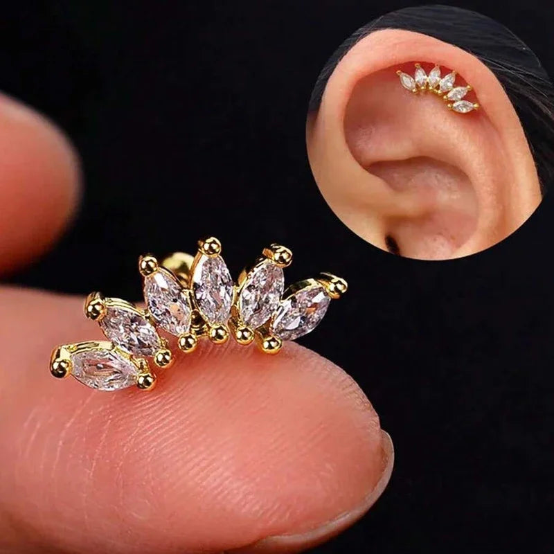 Huitan CZ Stud Earrings – Sparkling Geometric Fashion Jewelry