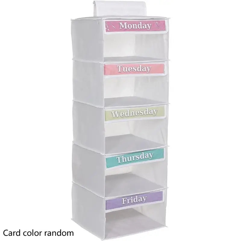 5-Shelf Kids Weekly Hanging Closet Organizer – Days of Week