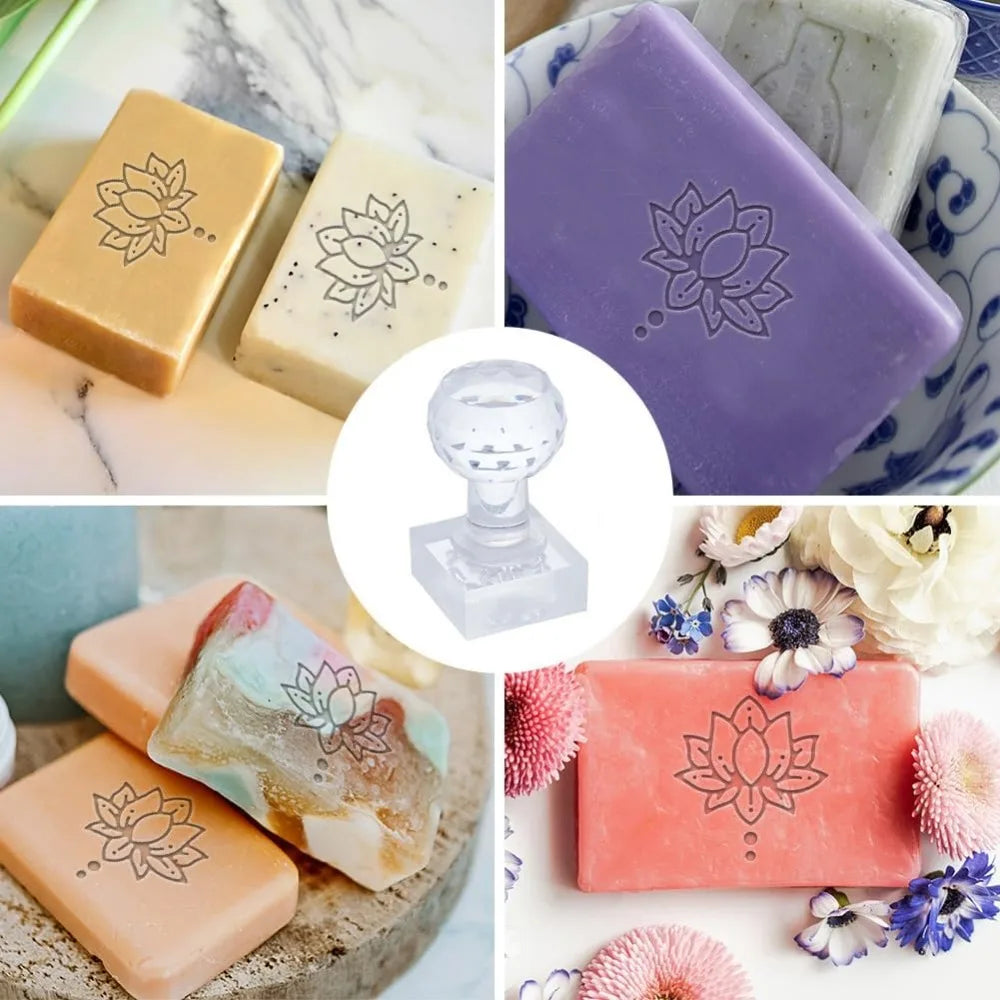 Acrylic Lotus Flower Soap Stamp – 1.3" DIY Imprint Mold