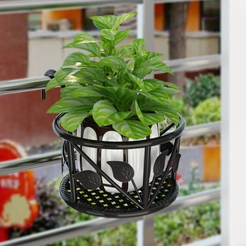 Metal Hanging Flower Pot Stand | Balcony & Patio Plant Rack
