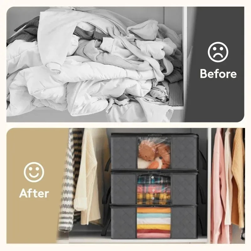 6-Pack Oversized Foldable Storage Bags | Zipper & Clear Window