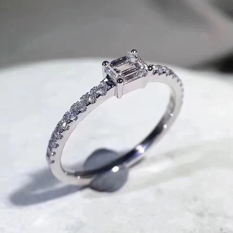 Huitan Thin CZ Ring for Women – Minimalist Daily Wear Jewelry
